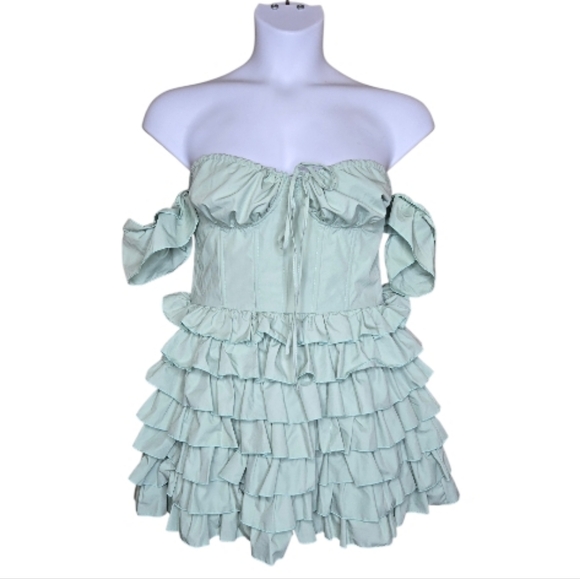 Dolls Kill Dresses & Skirts - DOLLS KILL sage green regencycore Exchanging Love Letters mini dress XL